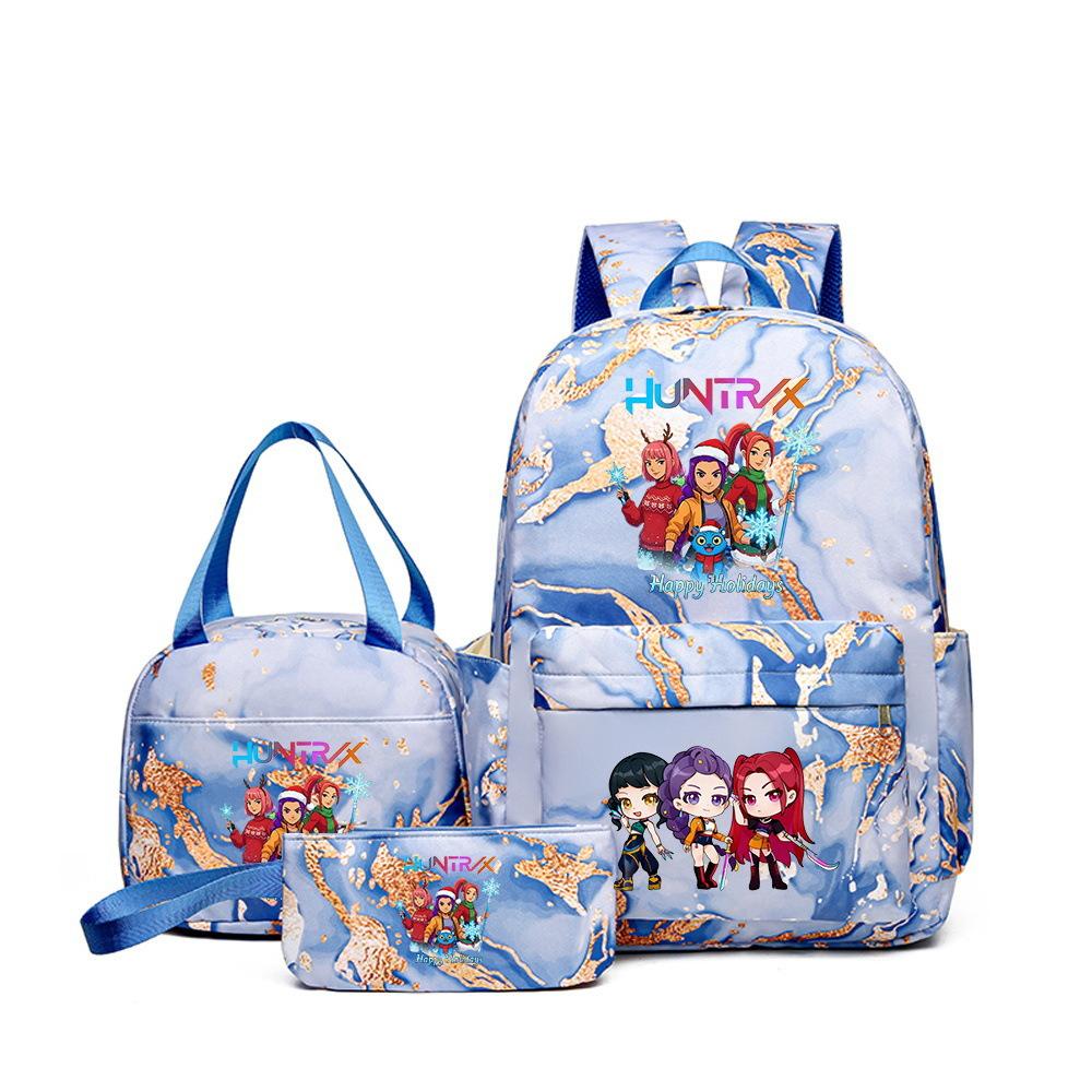 K-Pop Witch Hunters Cartoon Printed Student Pencil Case Lunch Bag Backpack Three-Piece Set Three piece set