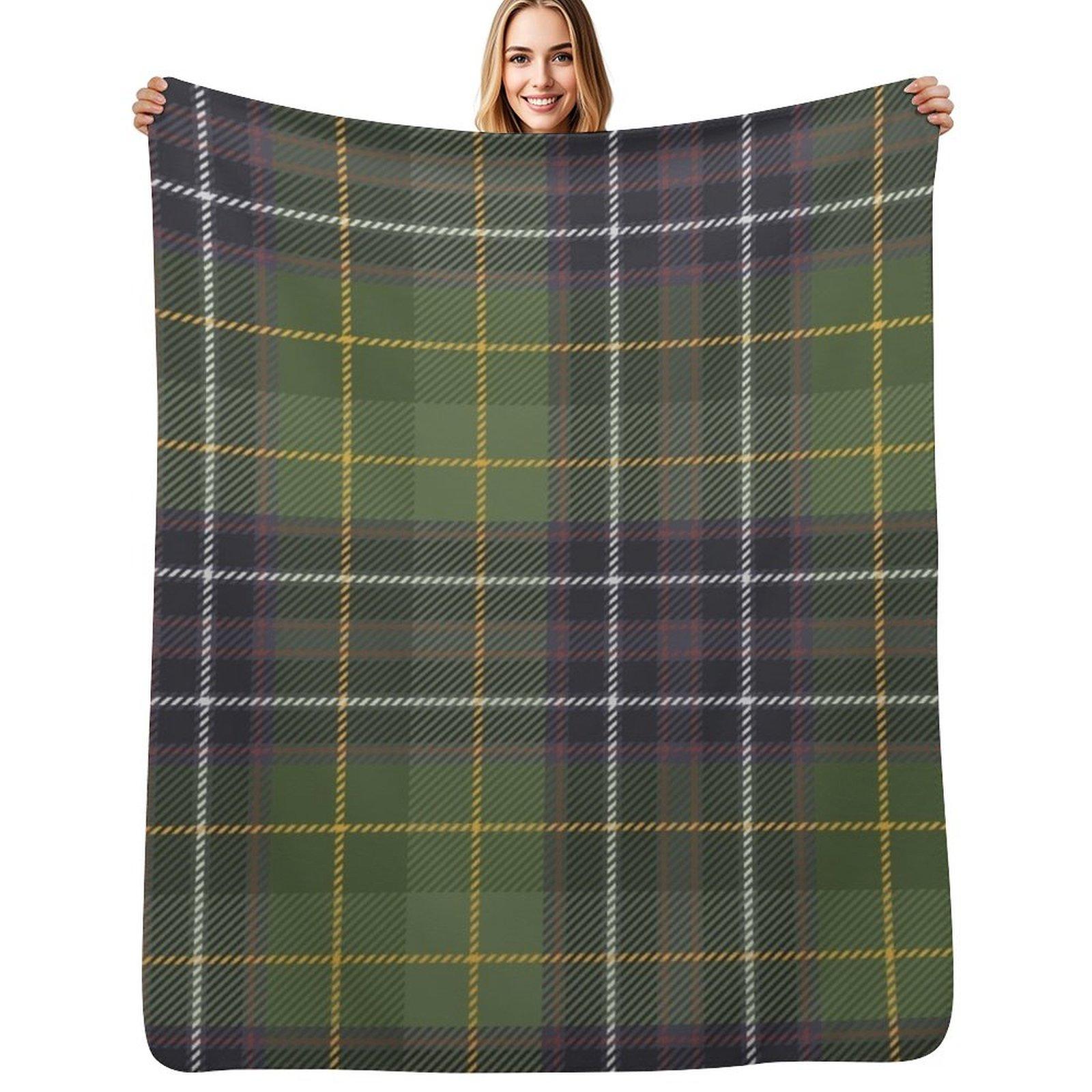 Green Tartan Throw Blanket Outdoor Soft Blanket for Picnic Beach Camping Size: 75*100cm, Weight: 230 GSM