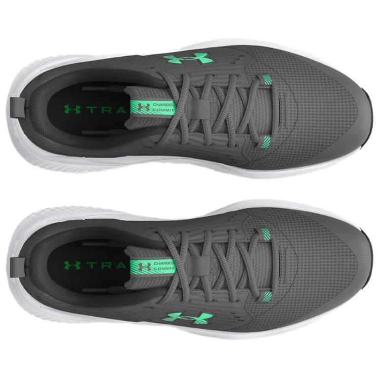 Under Armour Charged Commit 4 Castlerock Vapor Green Men Sneakers Grey Anthracite 3026017-104