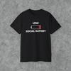Lage Sociale Batterij shirt, grappig anti-sociaal introvert t-shirt, cadeau voor introverten