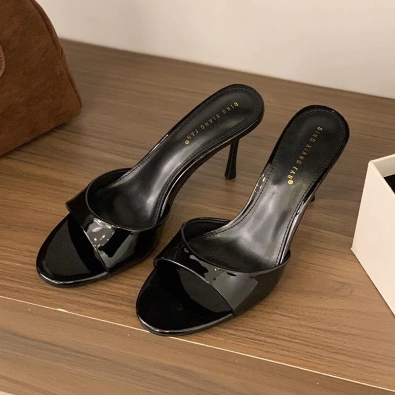 Fashion SUOJIALUN 2025 Summer New Brand Women Slipper Fashion Red Ladies Sexy Elegant Slides Shoes Thin High Heel Outdoor Dress Pumps