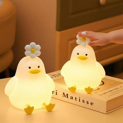 Cute Duck Led Night Light USB Rechargeable Nightlights Silicone Lamp Touch Switch Children Kid Bedroom Decoration Birthday Gift