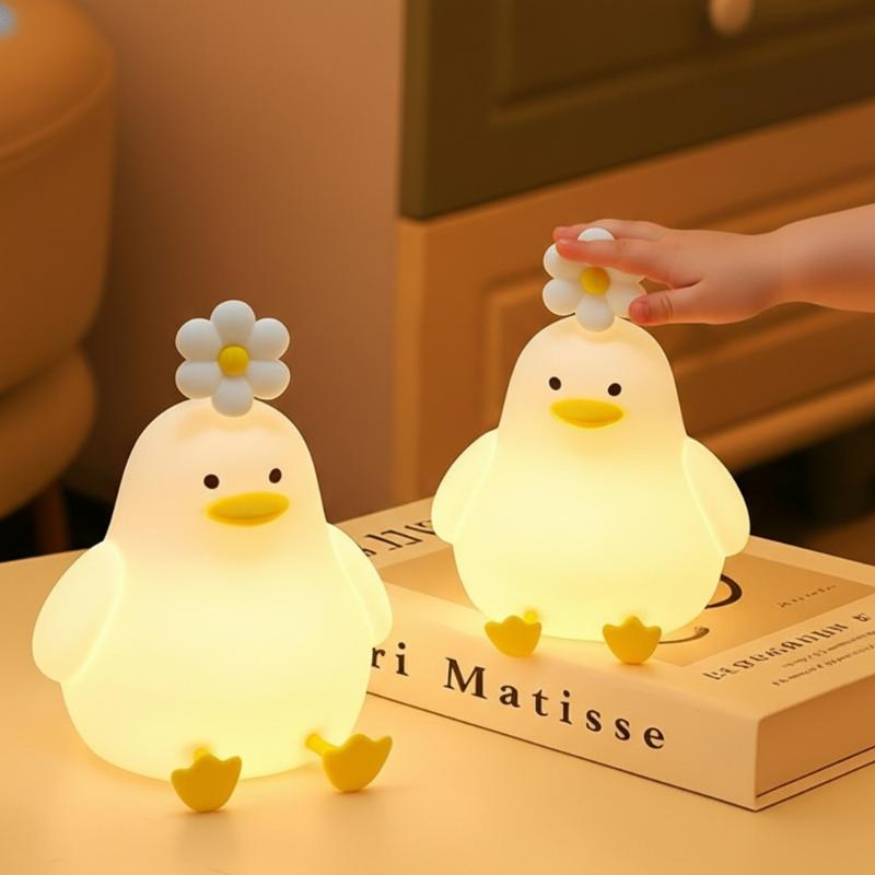 Cute Duck Led Night Light USB Rechargeable Nightlights Silicone Lamp Touch Switch Children Kid Bedroom Decoration Birthday Gift