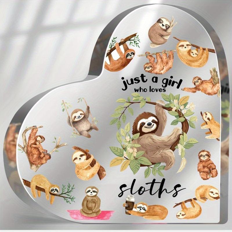 

2D Flat Just A Girl Who Loves Sloths Acrylic Desk Decor Plaque, Home Decor Plaque Hanging Wall Art Decorative Garden Decoration for Room Door Signs 10*10cm