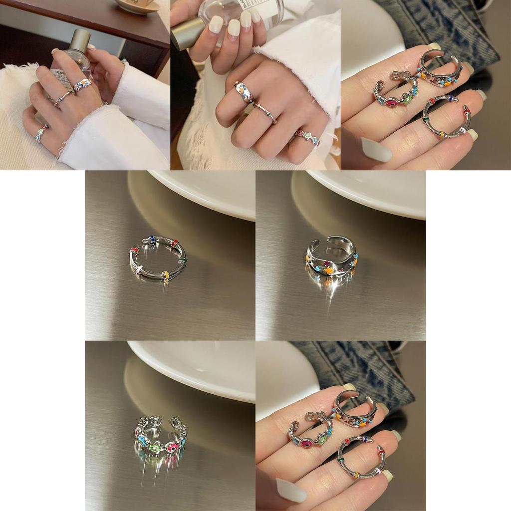 Stunning Adjustable Colorful Floral Star Ring For Women Unique Design Jewelry