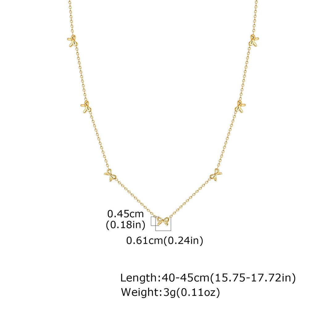 Vnox Bowknot Chain Bracelet Stainless Steel Minimalist Dainty Jewelry for Women Fashion Delicate Butterfly Knot Charm Necklaces
