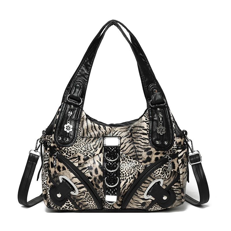 Geantă Tote Doamnă Geantă de Umăr cu Buzunare Multiple Geantă de Mână Casual Retro style 1 black