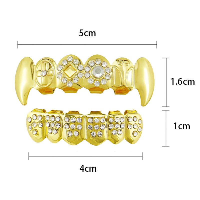 18K Gold-Plated Hollow Vampire Fangs Grills - Halloween Hip-Hop Costume Jewelry