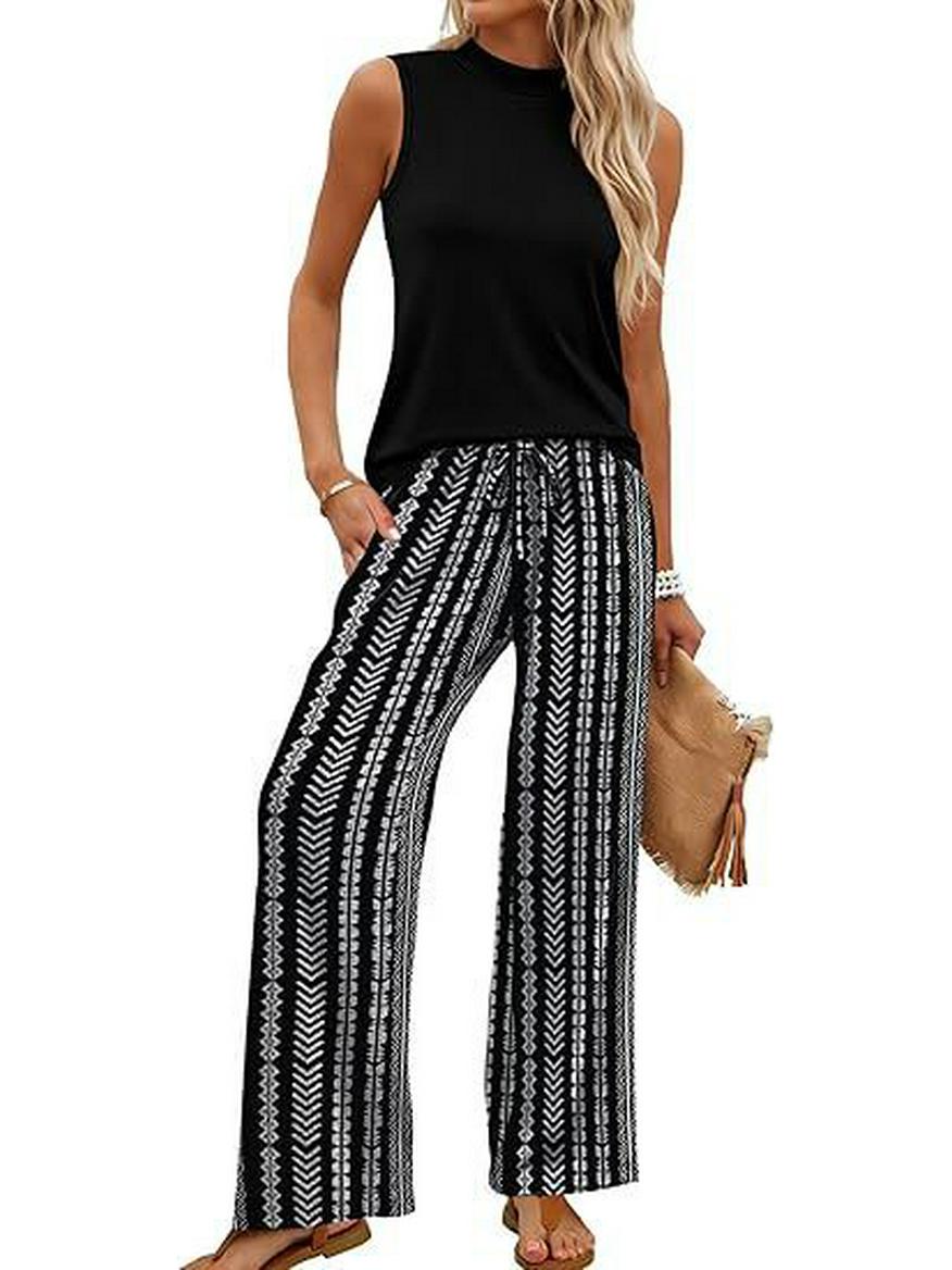 2026 Bestseller Women s Sleeveless Two-Piece European & American Print Casual Set L
