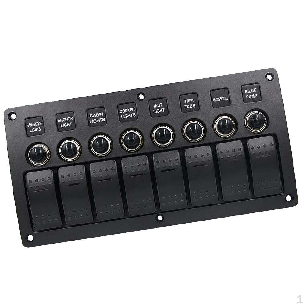 

8 Gang LED Rocker Switch Panel Circuit Breaker for 12V/24 RV Marine