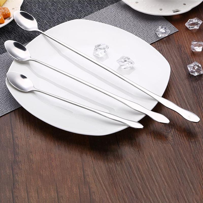 1Pc Creative Stainless Steel Long Handle Coffee Spoon Stirring Ice Spoon