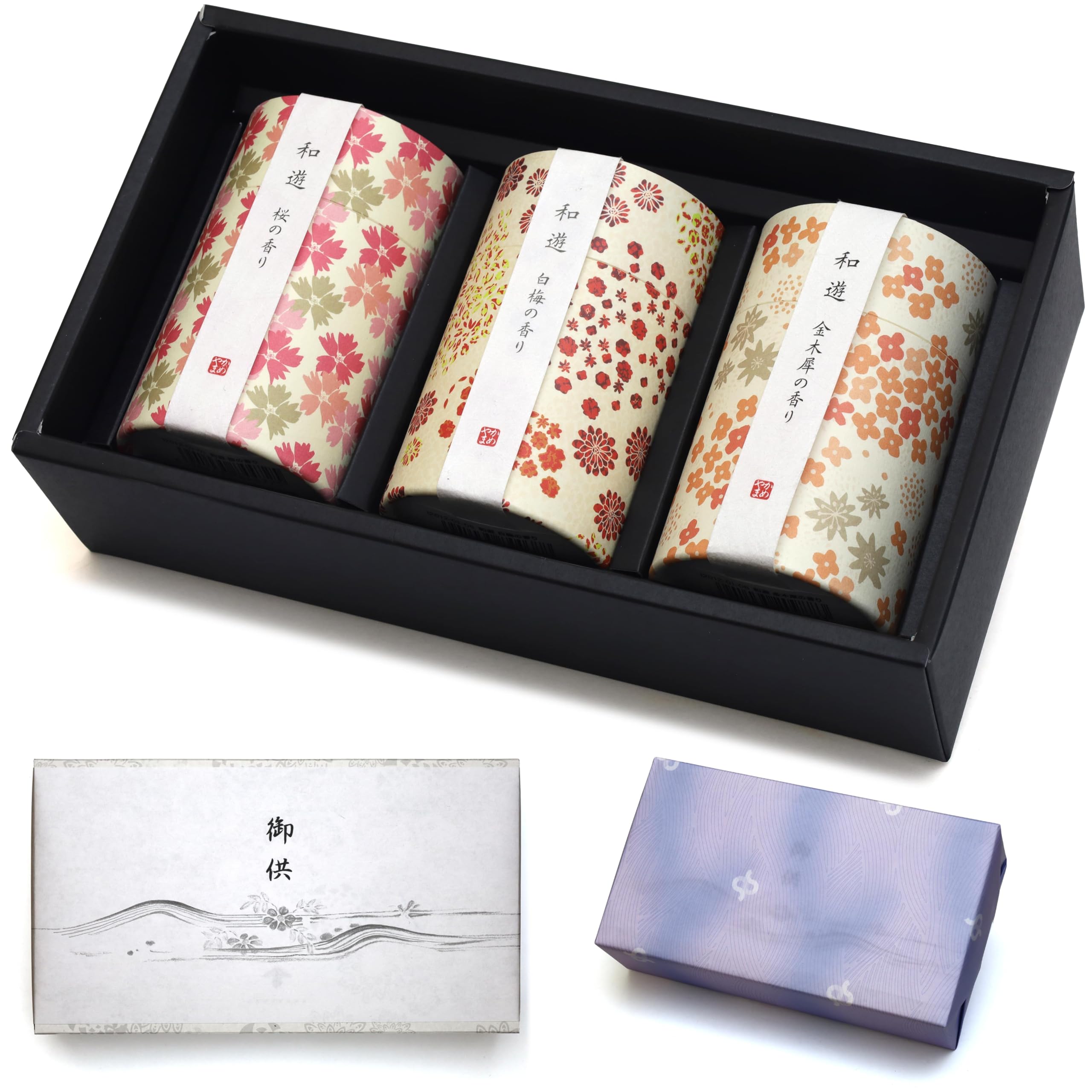 

Sympathy Incense Gifts [Wayuu Cylindrical Incense, 3 Types, Sandalwood, with Inner Wrapping] Made in Japan, Low Smoke, Gift-Giving Incense for