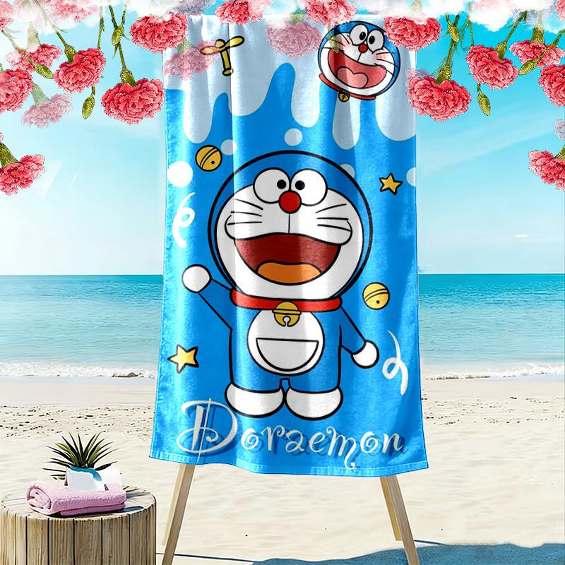 Blue Cat Anime Print Beach Towel, Large Soft Quick Dry Towel for Beach Camping Swimming