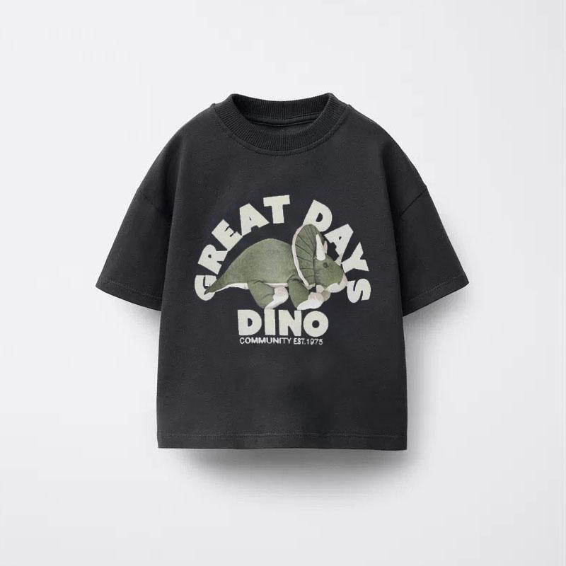 Cute Tees Casual Loose Short Sleeve Tops New Design Tops Summer Clothing Boys Girls Baby Simple Crewneck Tees Printing T-shirt