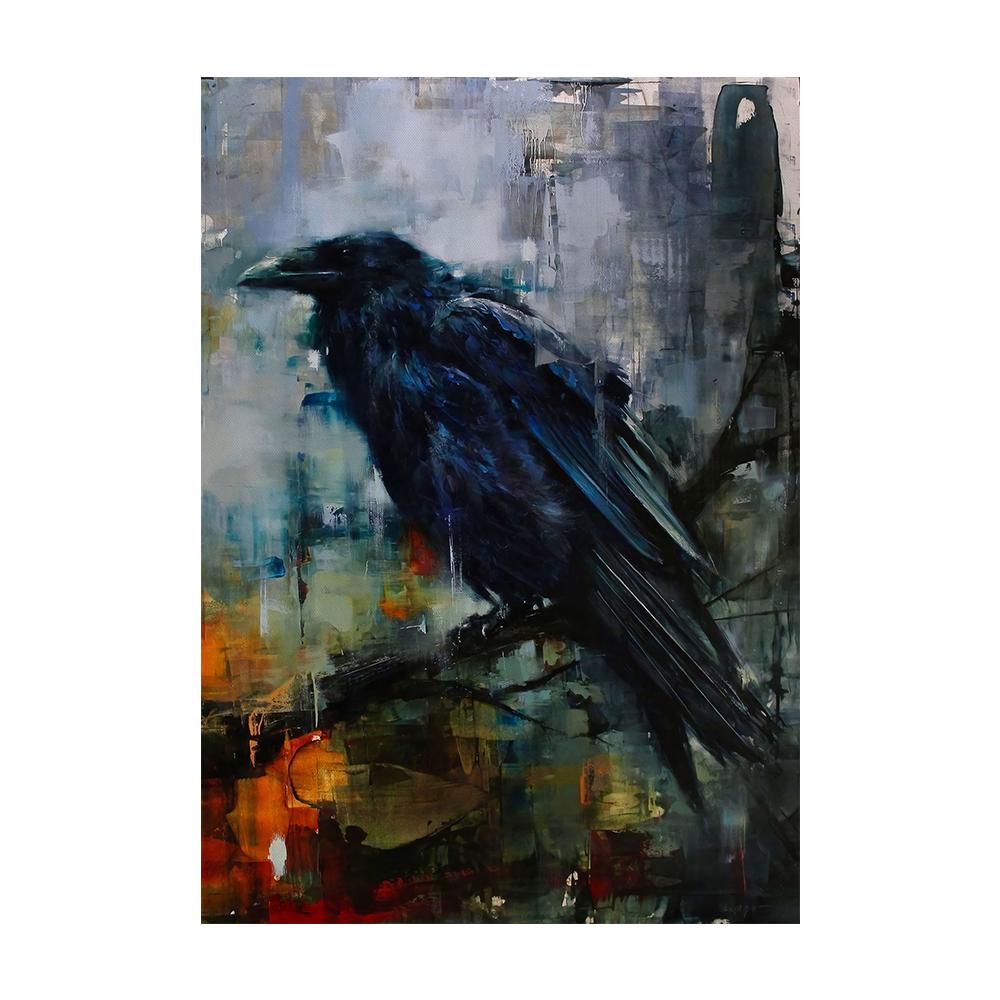 

Ворон акварельная живопись холст печать плакат настенная птица искусство темная ворона картина для Хэллоуина подарок гостиная домашний декор Cuadros 30x40cm No Framed
