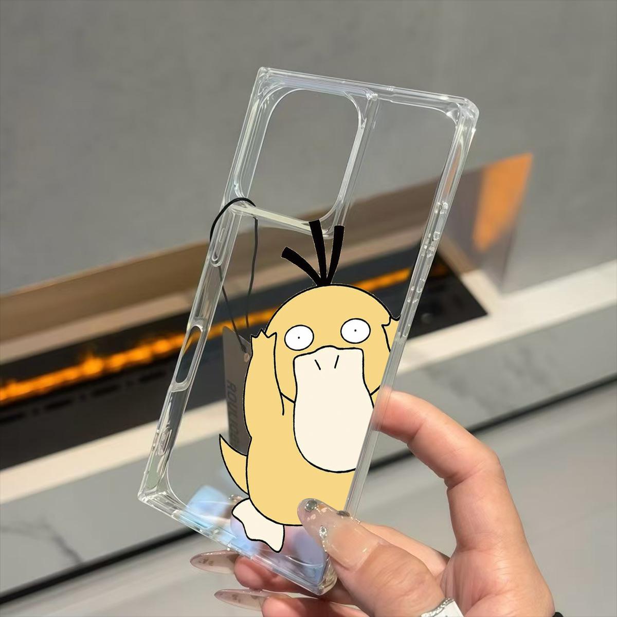 

Clear Square Back Tube Case Protection For iPhone 13 16 ProMax 12 15 Plus 11 14 Pro Max Anti-Oxygen,Cute Duckachu Pattern Casing iphone 16