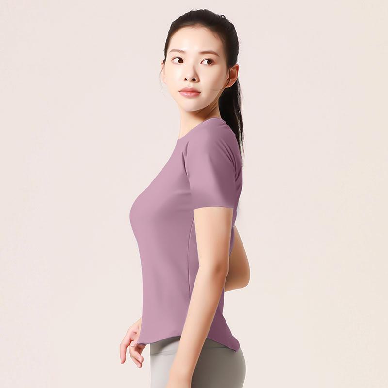 Juyitang Women's Mesh Short-Sleeve Yoga T-Shirt: Breathable, Chest-Shaping Fitness Wear