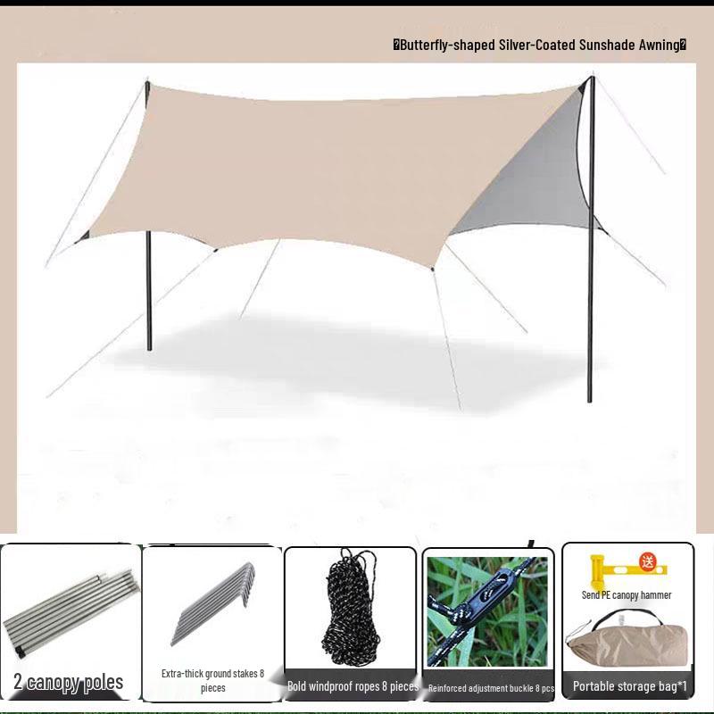 Heavy-Duty Black Oxford Cloth Tarp: Portable, Rainproof, Sunshade for Outdoor Camping, Picnic, Beach, Courtyard