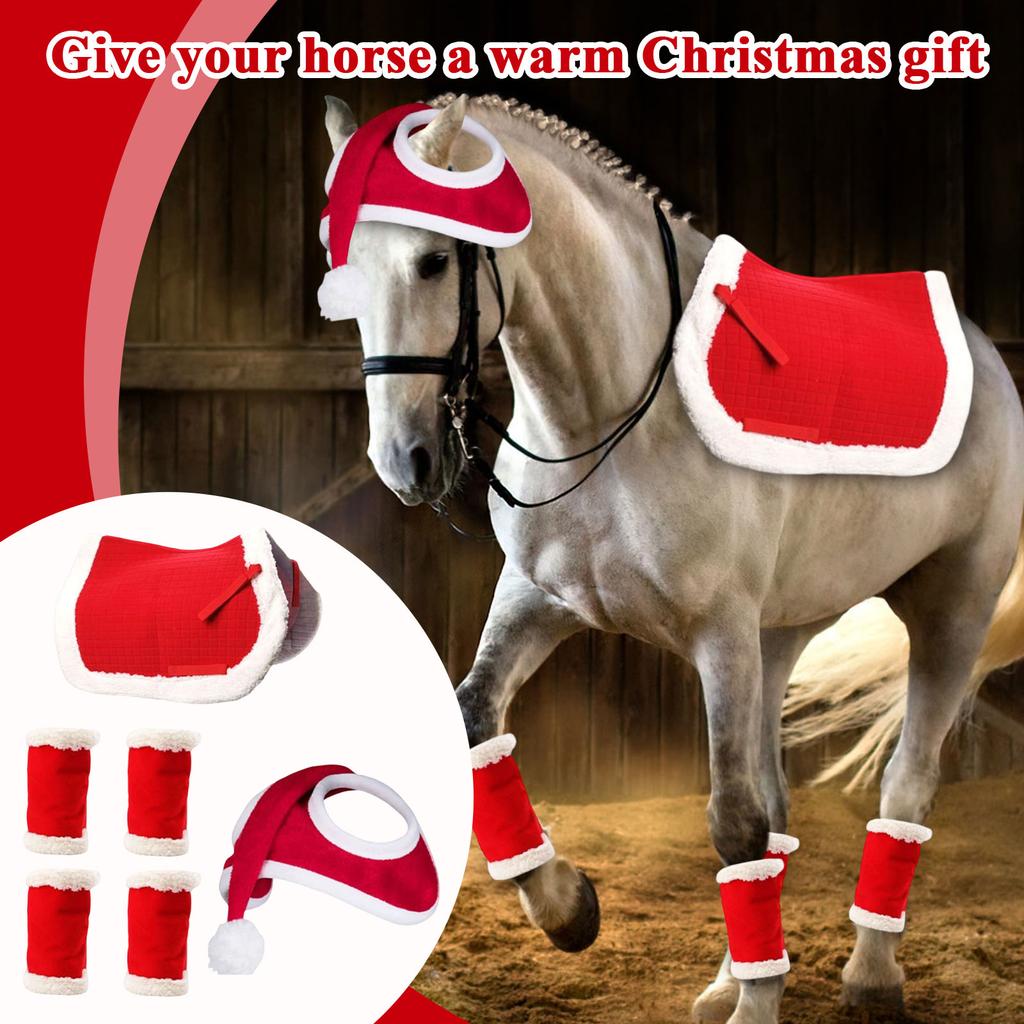 Christmas Suit Pet Horse Leg Guard Horse Hat Saddle Standing Wrap Horse Legs Loose And Comfortable, Suitable For