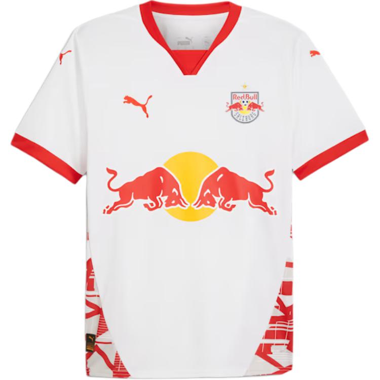 Puma Home Jersey Red Bull Salzburg Series Fashion Logo Short Sleeve Moisture-Wicking Football Shirt Men tops White 776429-01