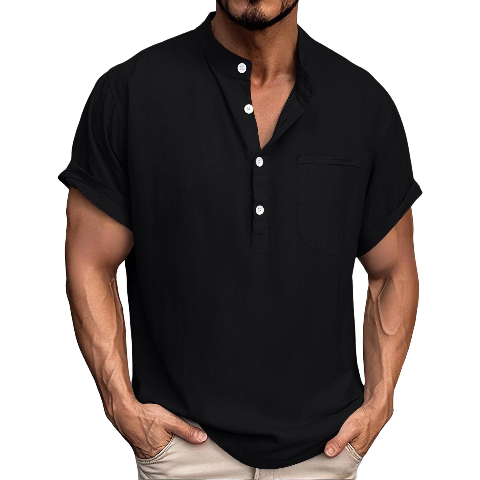 

Men s Casual Fashionable Short-sleeved Button-down Collar T-shirt - Men s Light Business And Casual Sportswear Top L