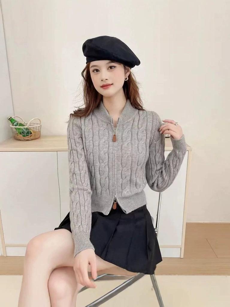 Sweet Cable Knit Waist-Slimming Soft Cardigan Sweater Jacket – Short, Stylish Autumn Knitwear