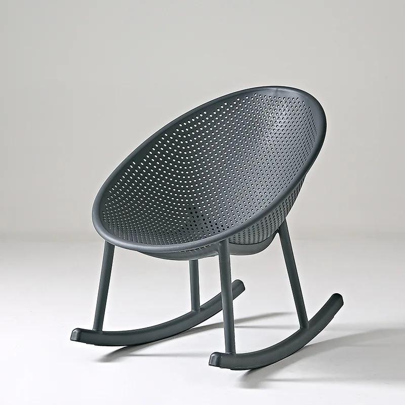 Nordic Household Creative Rocking Chair Back Makeup Chair Plastic Dining Chair Modern Living Room Recliner Minimalist
