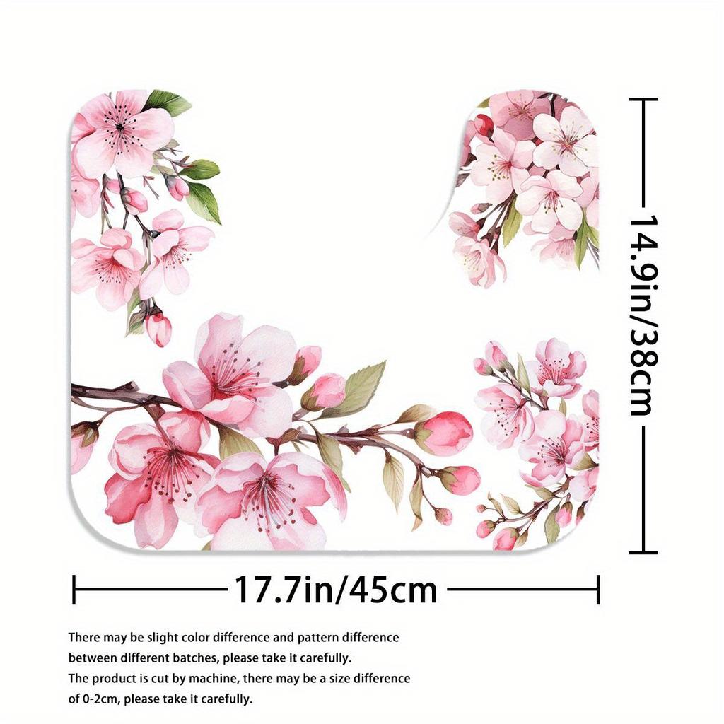 Pc Valentine'S Day Pink Cherry Blossom Bathroom Set Shower Curtain Non-Slip Mat U-Shaped Toilet Mat Toilet Seat