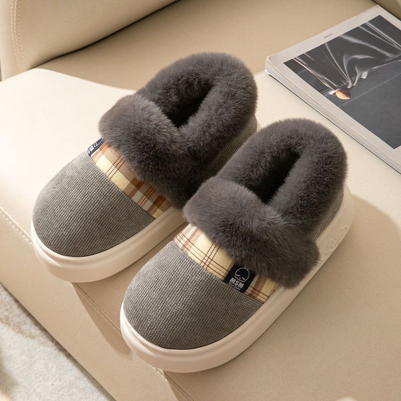 

Cotton mop winter bag heels women s indoor home non-slip household thick-soled velvet shoes men s outer wear thermal cotton 44-45 yards [suitable for usual 43-44 yards]