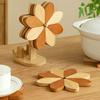 Windmill Foldable Wooden Trivet Creative Heat Resistant Pad for Hot Dishes Pots Bowls Cups Table Mat
