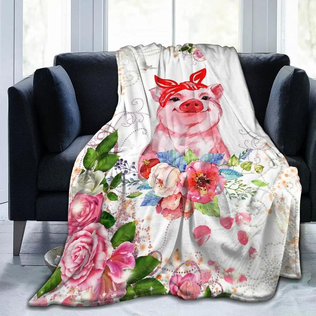 Pig Blanket Gifts for Women Pig Lovers,Pink Pig Blankets for Girls Boys,Cozy Warm Cute Animal Flannel Throw Blanket for Bed Sofa