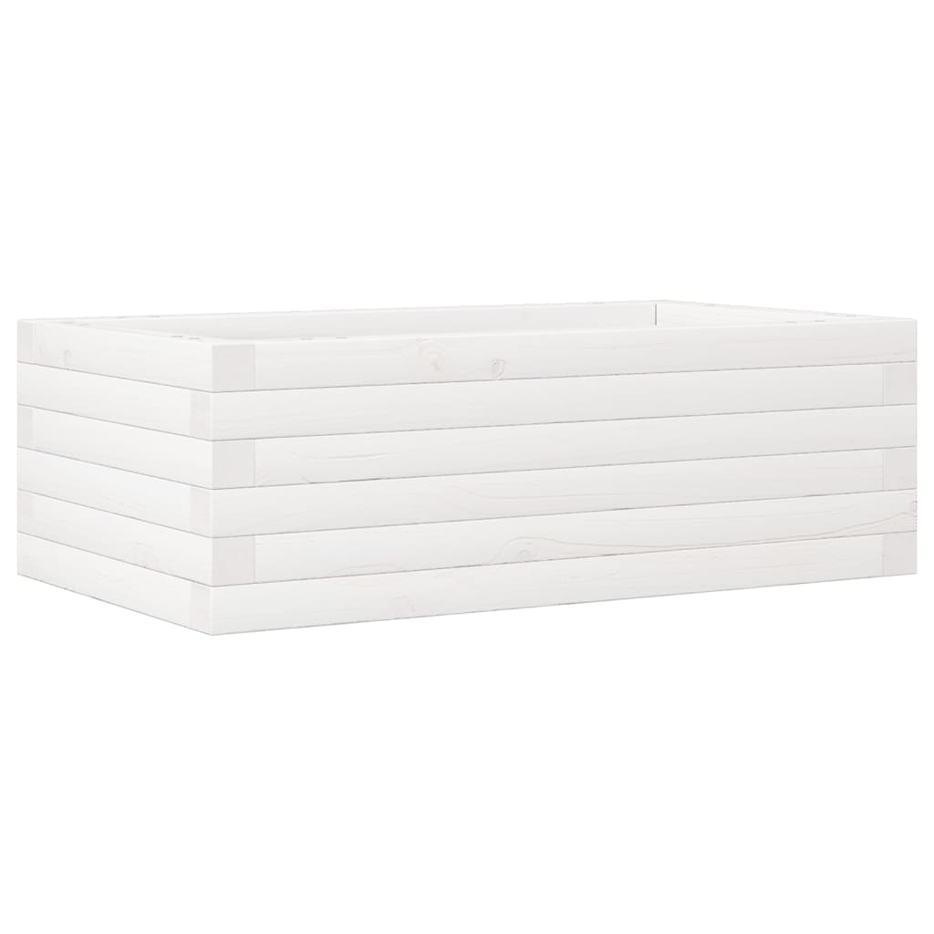 Plant Pot White 70x40x23 Cm Solid Pine Wood