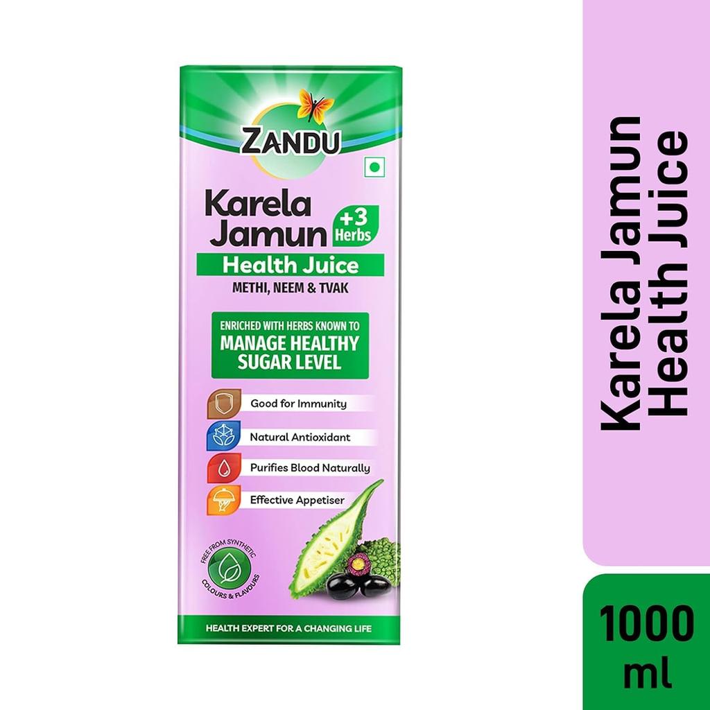 Zandu Karela Jamun Health Juice 1 L Ayurvedic Herbal Wellness Drink Daily Digestive Support Natural Antioxidant Tonic
