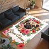 Pug Theme Crystal Velvet Floor Rug Personalized Custom Name Text Warm Carpet Home Decoration