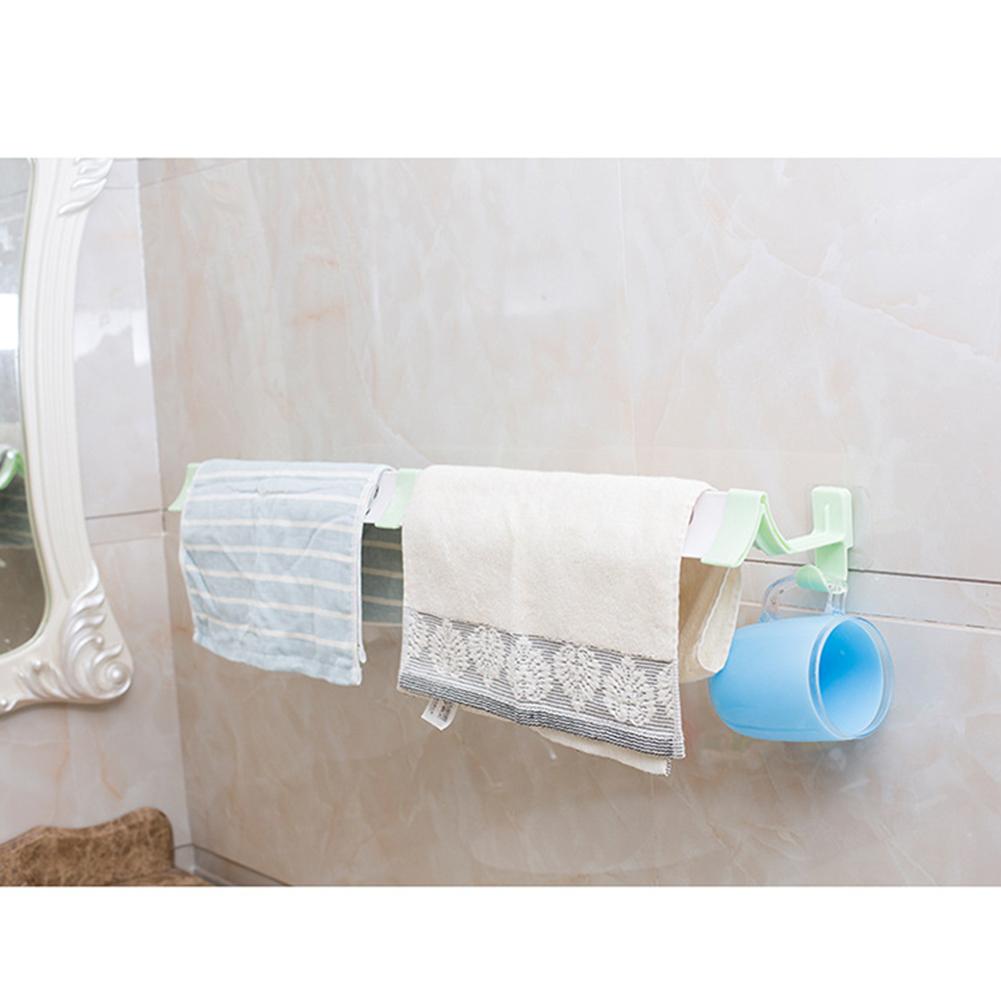 Nail-free Bathroom Towel Rack Traceless Storage Shelf Bath Towel Hanger Tower Bar Decoration