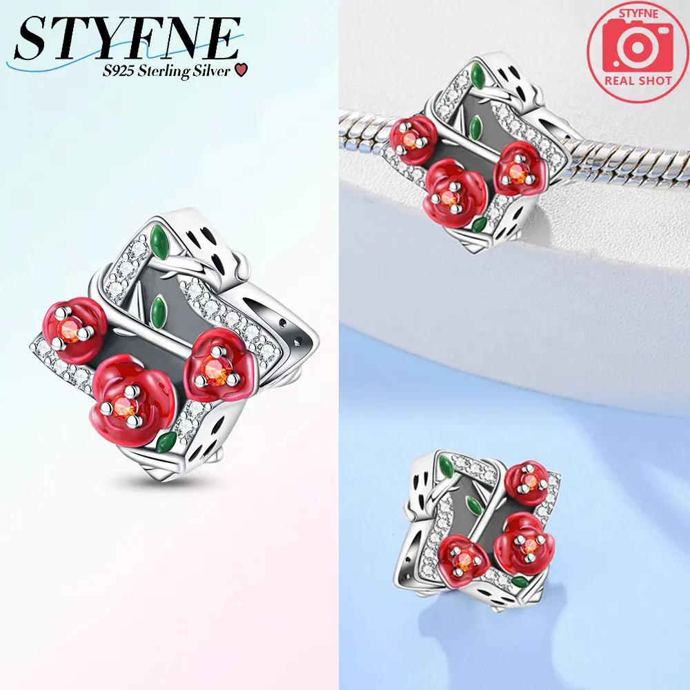 Copper Charms Bead Romantic Rose Night Rose Charm Pendant Fit Bracelet Necklace Diy Birthday For Woman Jewelry Gift