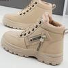 New Style Snow Boots for Men and Women Fashionable and Warm Thick Cotton Shoes Waterproof  Lace Up Mid Tube Cotton Boots 35-45