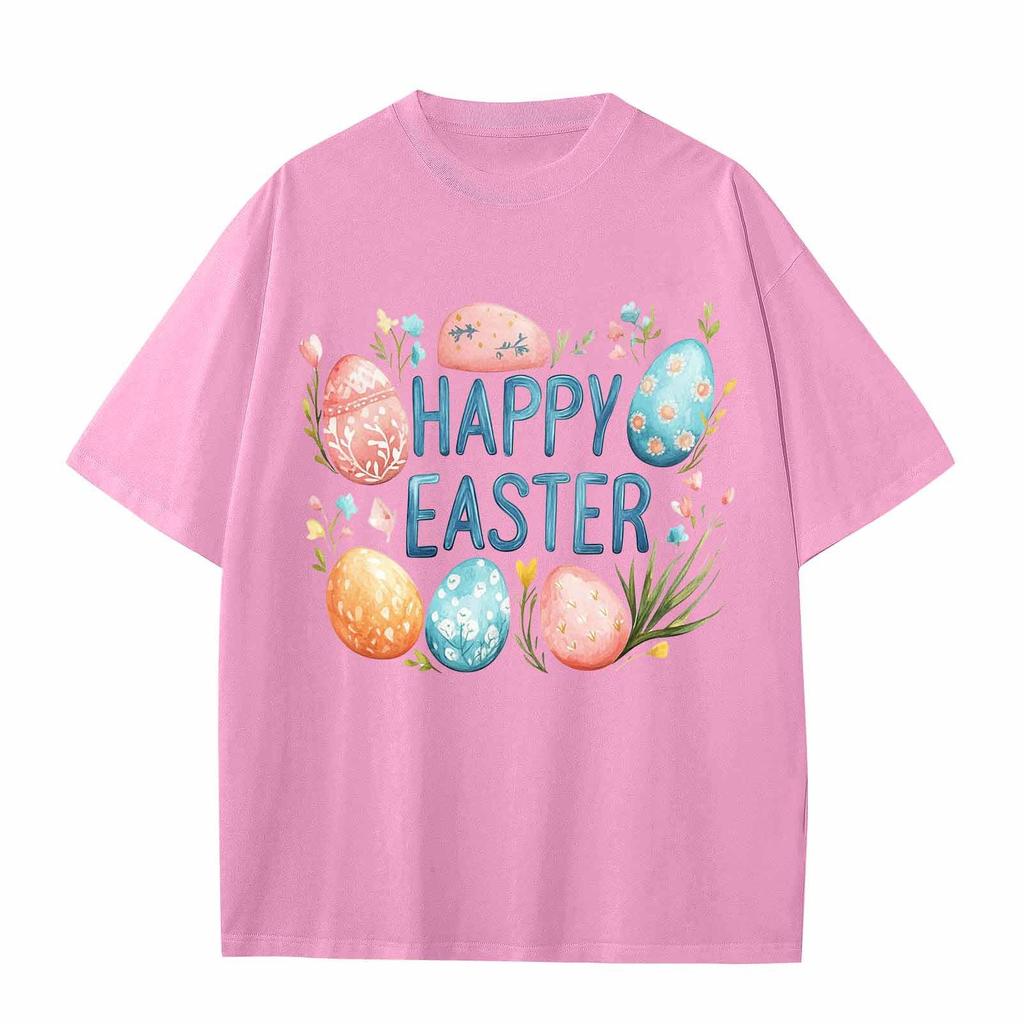 Pojkar och flickor Casual Lös Påsktryck T-shirt Rund Halsad Pullover Kortärmad Topp