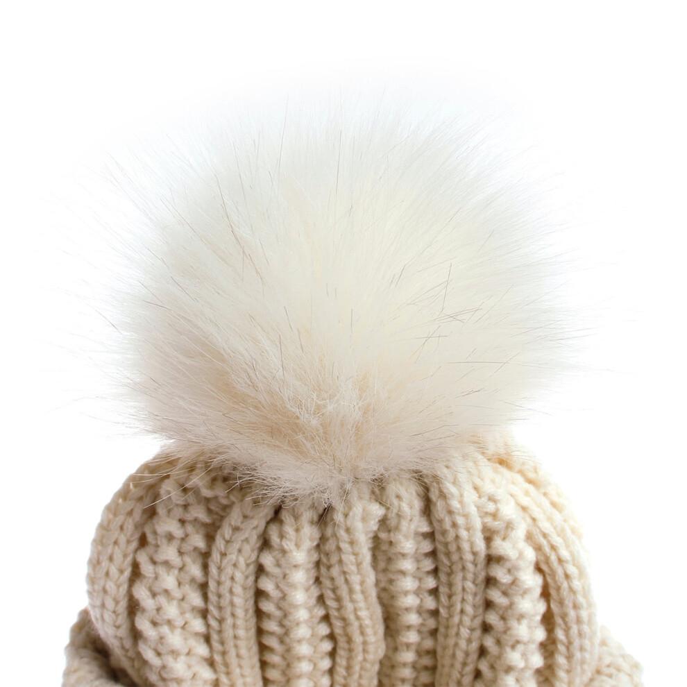 Beanies,Beanie Hats Womens Winter Knitted Beanie Hat With Faux Pom Warm Knit Cap Beanie Hats For Women Winter Hats,Hats for Women Beige