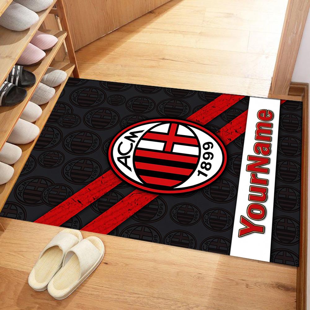 Ac Milan Personalized Name Area Rug Perfect for Foyer Playrooms Game Room Balcony Antislip Carpet Decorate Offices Perfect Gift for Friends & Family