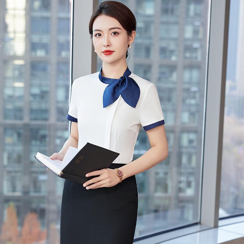 

Women s Professional Short Sleeve Bow Blouse Contact for Sizing