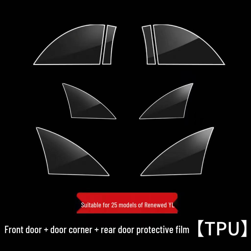 Tesla Model Y/3 Rear Door TPU Protective Film - Triangle Area, Anti-Transparent Glossy Black