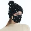 Black Soft Punk Knitted Beanie Warm Hat Winter 18x35cm for Women and Girls
