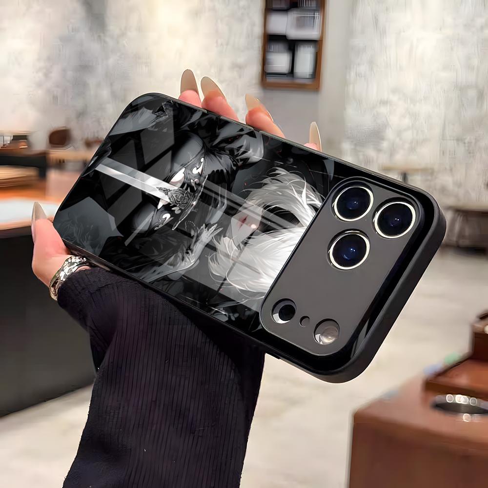 N-NieR A-Automata 2B Phone Case For IPhone 17 Air 16 E Pro Max 15 14 13 Mini 12 Pro 11 Max Plus Black Glass Cover