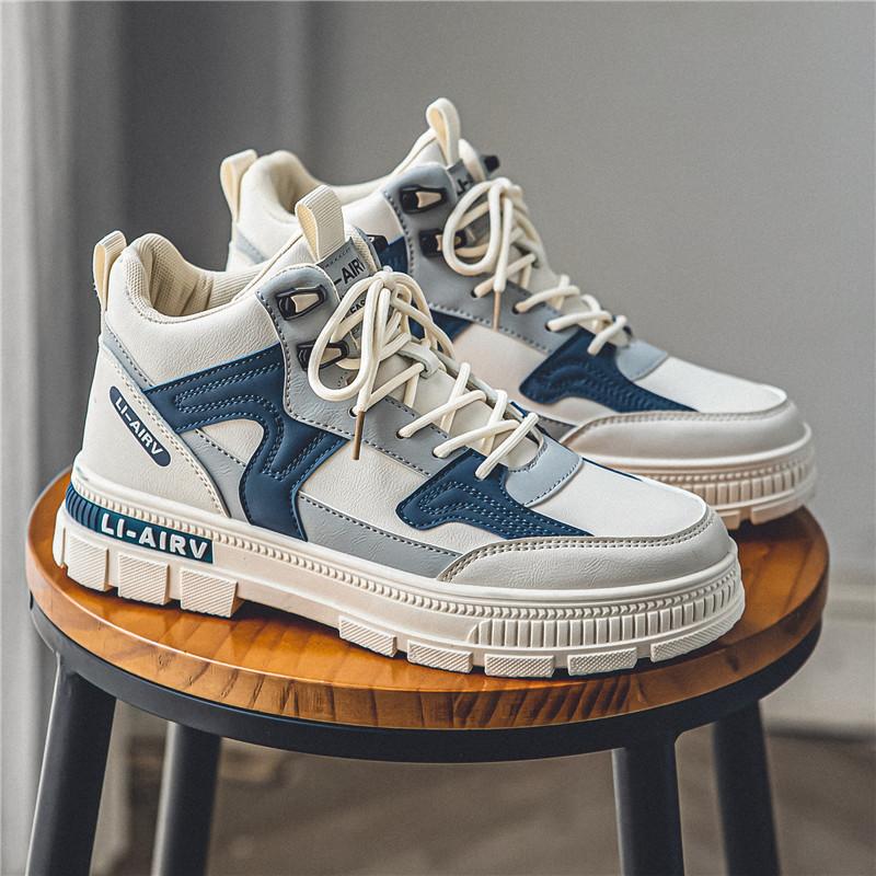 Ins Trend Men's Autumn Winter Boots Hightop Skateboard Shoes Students Boys Platform Walking Casual Boots