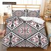 Bohemian Duvet Cover Set 3 Pieces Trellis Striped Ethnic Boho Vintage Quilt King Queen For Boy Girls Teens Polyester Bedding Set