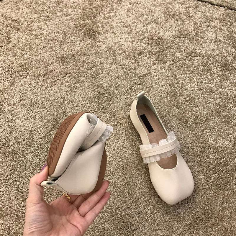 Beige Evening Wind Gentle Fairy Doudou Single Shoes Women's Shoes 2025 New Spring Mary Jane Flat Granny Shoes
