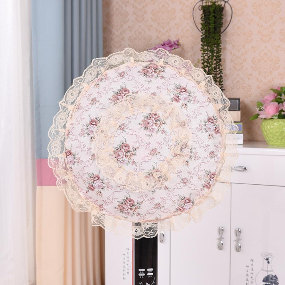 All-inclusive Fan Dust Cover Round Floral Floor Fan Covers Protective Dust Cover Bedroom