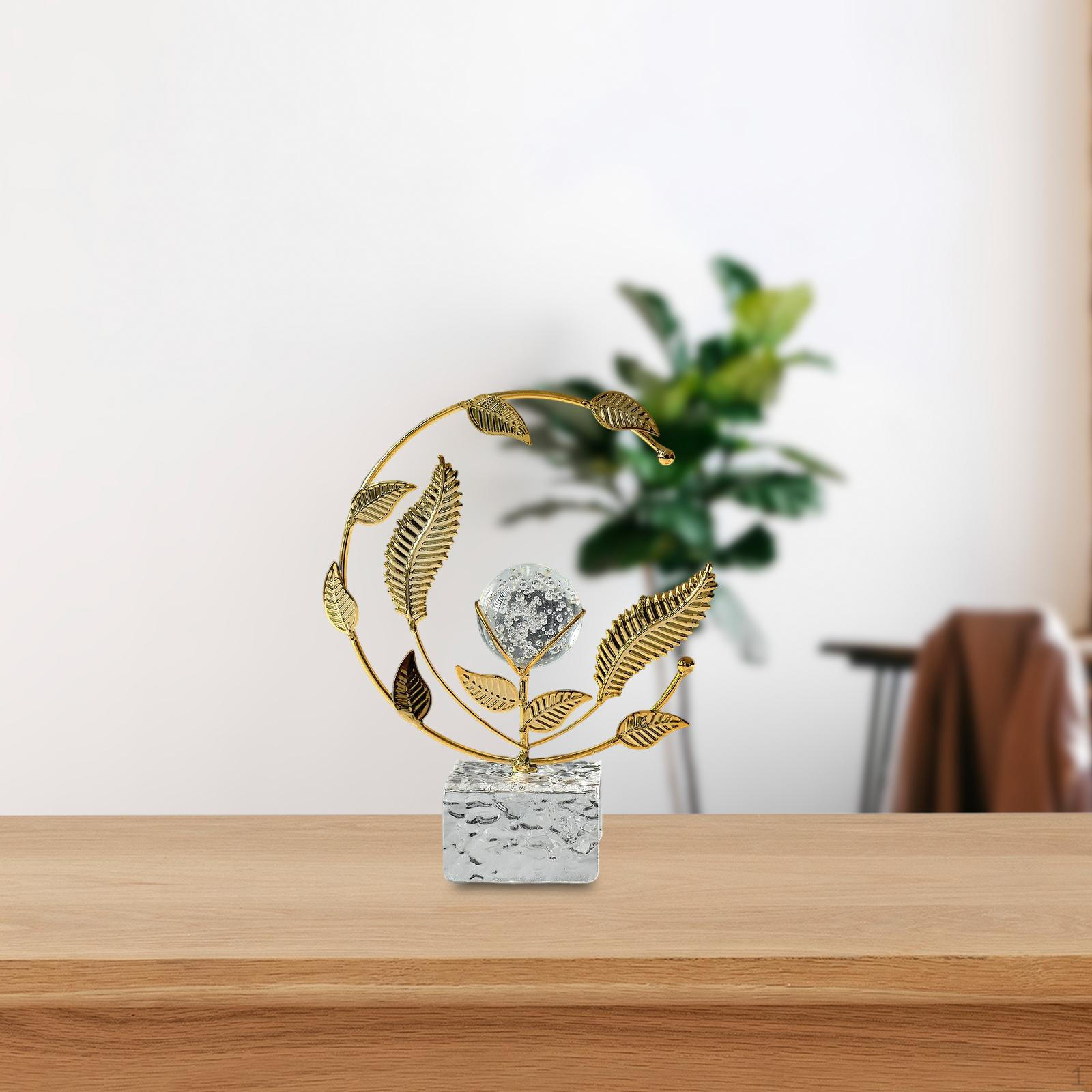 

Ball Ornament with Metal Leaf And Base, Artistic Table Decoration, Ideal As A Birthday Gift, for Style A