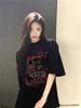Women's Black Plus Size Short Sleeve T-shirt - Loose Summer Style, Half Sleeve, Trendy American High Street Fashion.